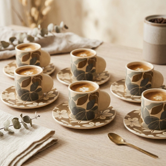Coffee Cup and Saucer Set - 12 Pcs